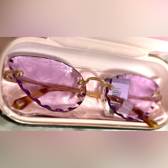 RARE Chloé Scalloped Cat Eye Sunglasses Purple Gradient 60MM NWT Luxe